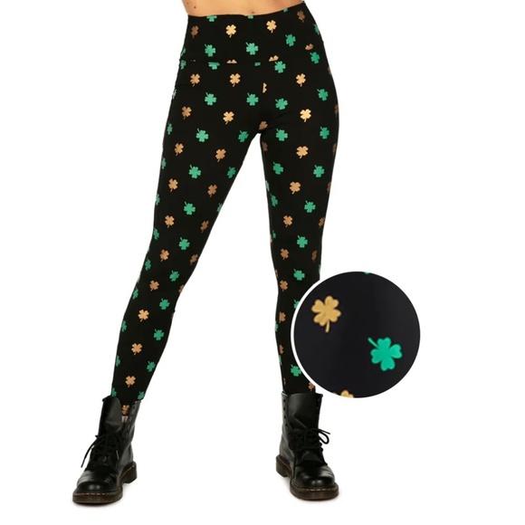 NWT Tipsy Elves Gold Foil High Waisted Leggings - size L - Picture 1 of 5